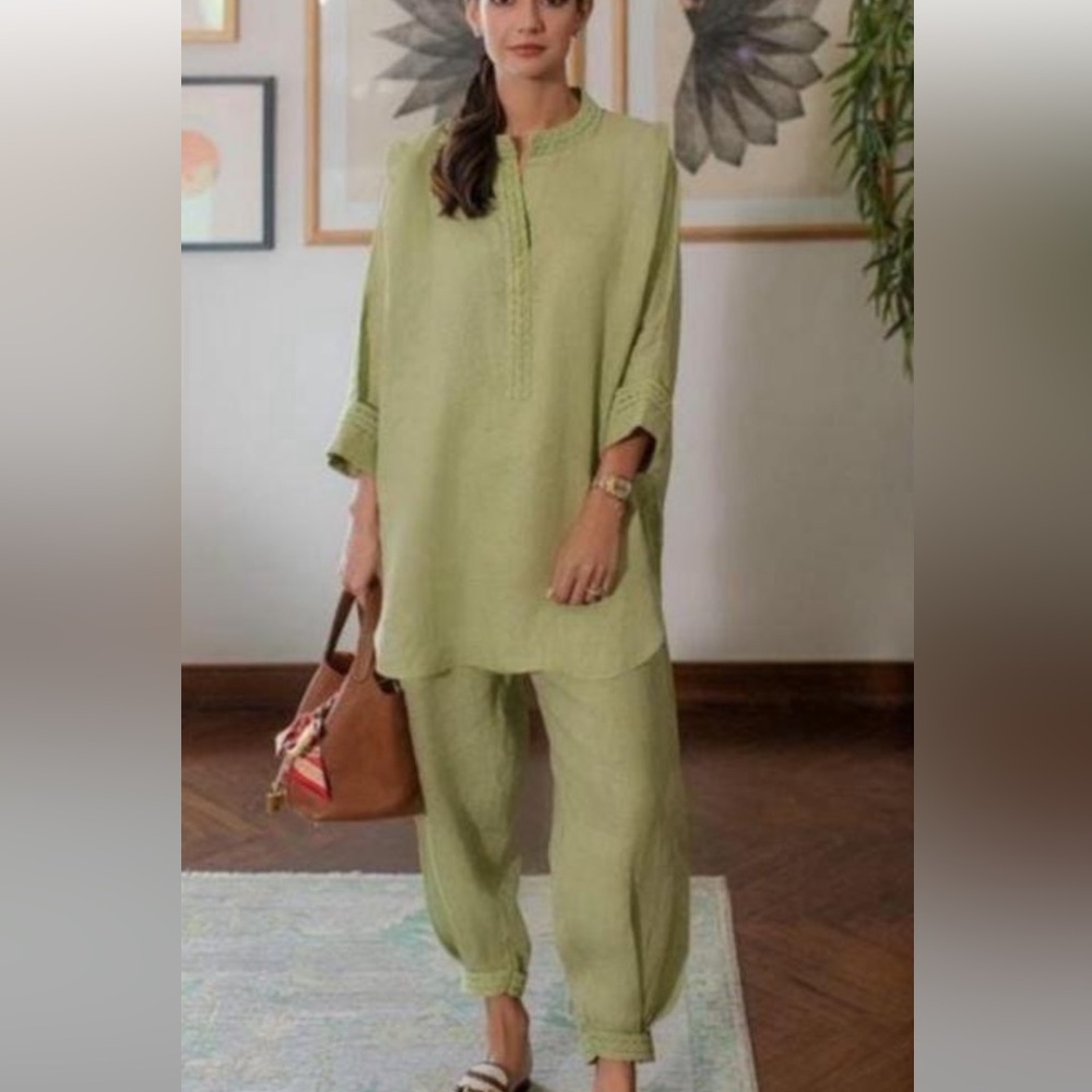 Brand new size medium pure linen pant co ord set